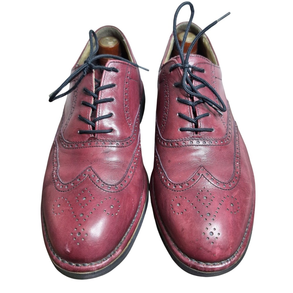 Rockport DressSports Mens 9.5 M Burgundy Leather Wingtip Oxford Vibram Vintage